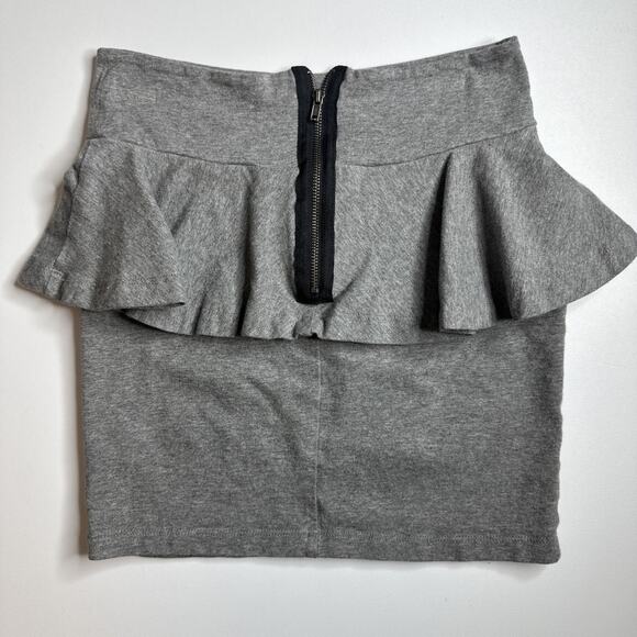 Material Girl Gray Ruffle Mini Skirt XS Zip Back Coquette Y2K Soft Girl Romantic - Picture 2 of 5